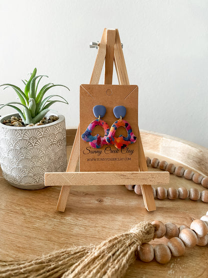 Tie dye handmade polymer clay earring collection