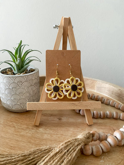 Double daisy handmade polymer clay earrings (two styles available)