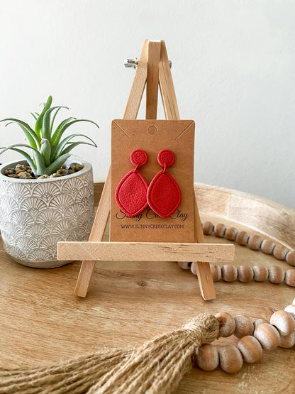 Embossed teardrop handmade polymer clay earring collection