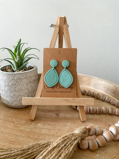 Embossed teardrop handmade polymer clay earring collection
