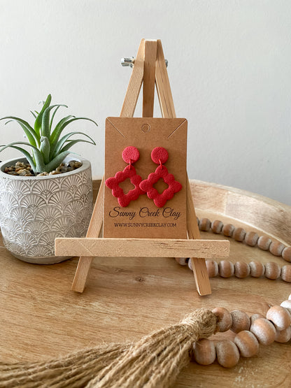 Scalloped square handmade polymer clay earring collection