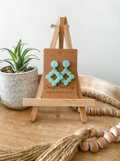 Scalloped square handmade polymer clay earring collection