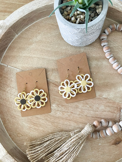 Double daisy handmade polymer clay earrings (two styles available)