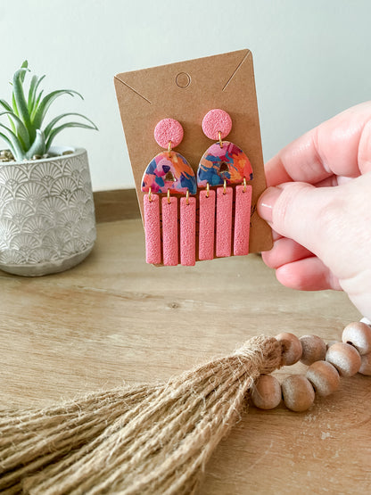 Tie dye handmade polymer clay earring collection