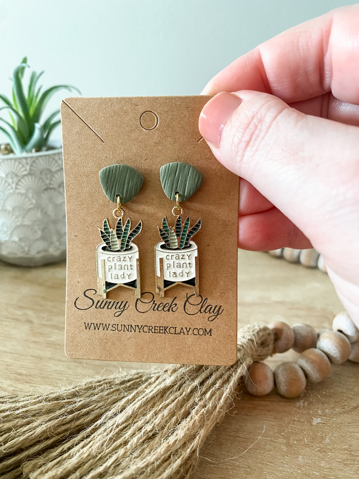 Crazy plant lady dangle earrings