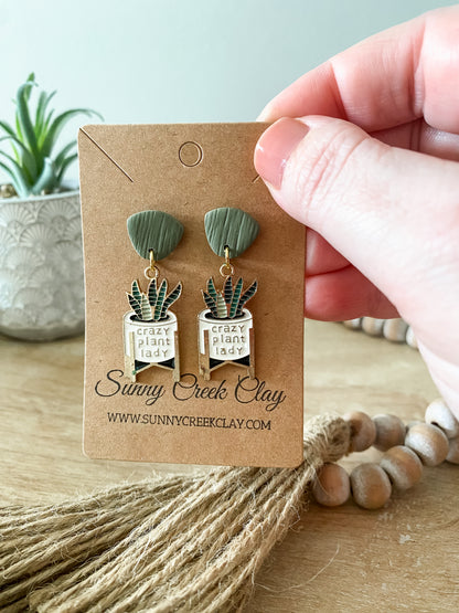 Crazy plant lady dangle earrings