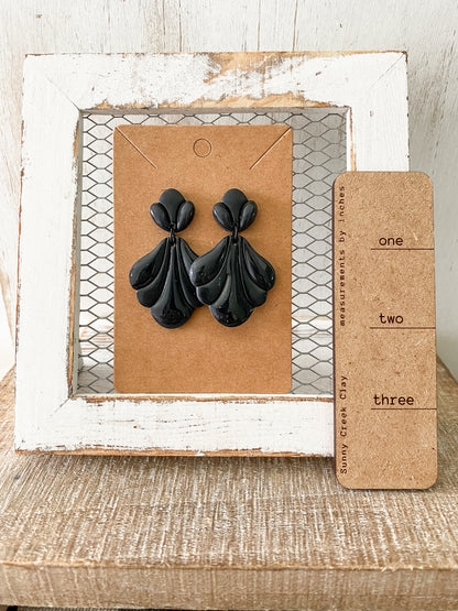 Embossed teardrop handmade polymer clay earring collection