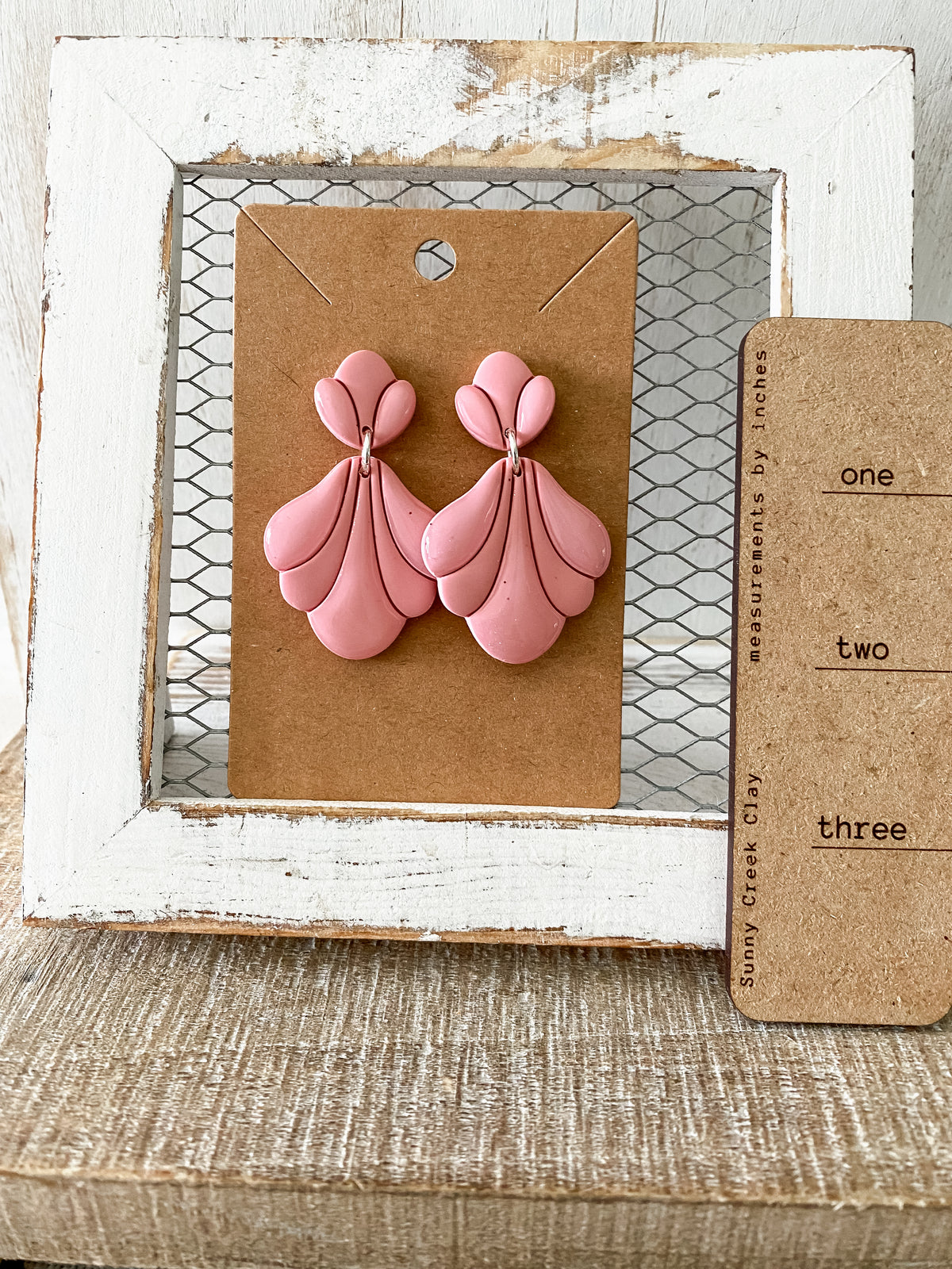Embossed teardrop handmade polymer clay earring collection