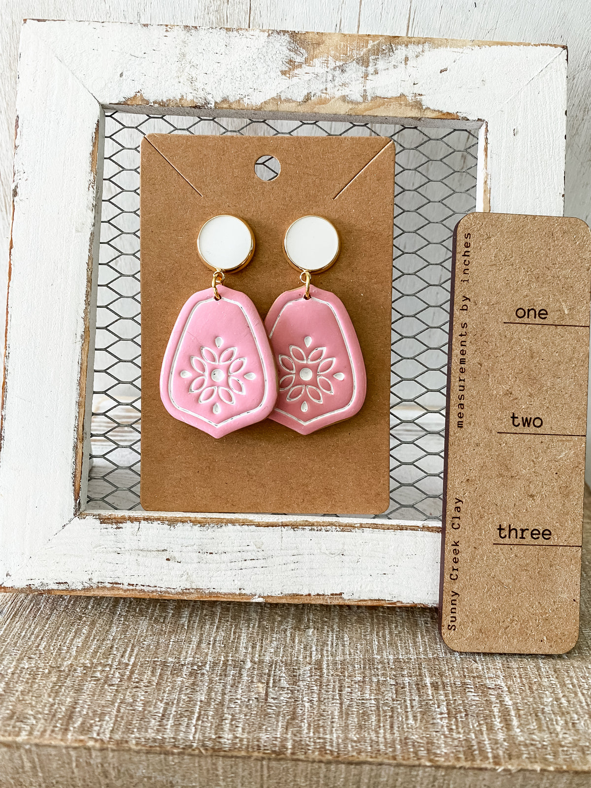 Pink and gold earrings