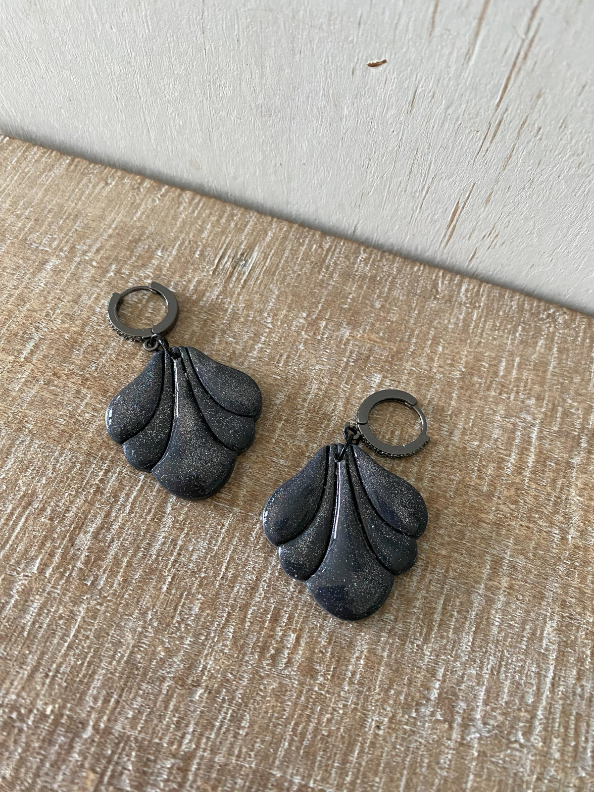Embossed teardrop handmade polymer clay earring collection