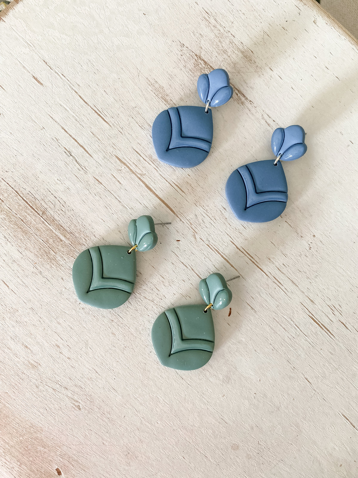 V teardrop handmade polymer clay earring collection