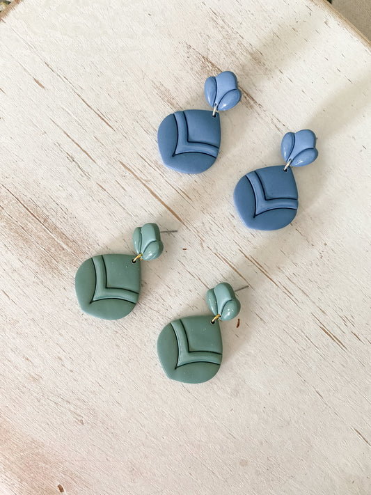 V teardrop handmade polymer clay earring collection