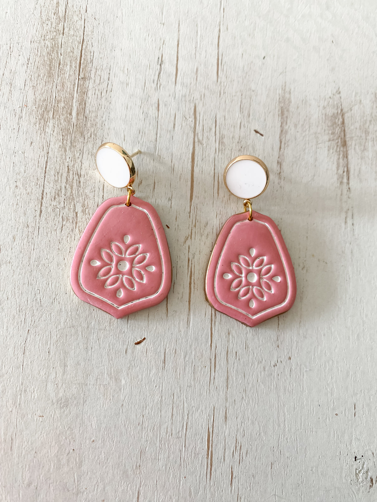 Pink and gold earrings