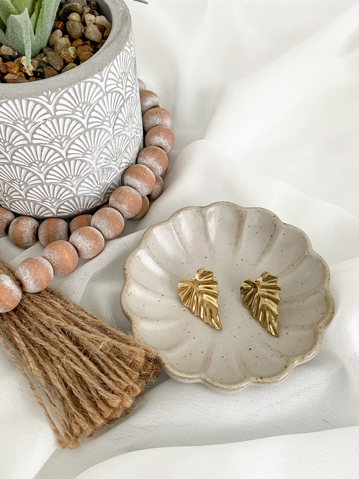 Gold Monstera Leaf Studs