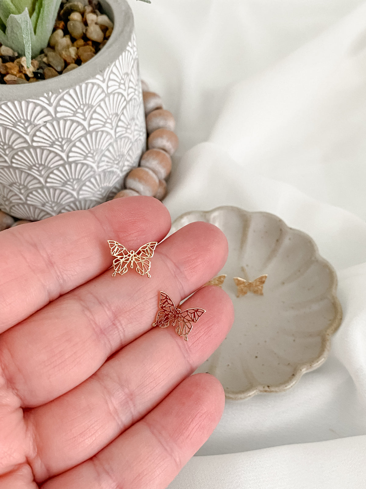 Gold Butterfly Cutout Studs