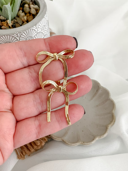 Gold Bow Stud Earrings
