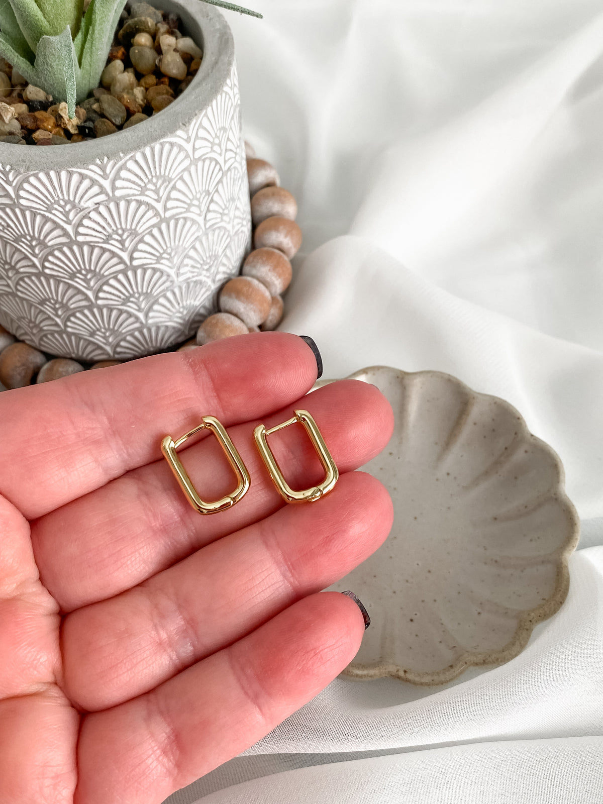 Large elongated huggie earrings