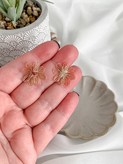 Gold Flower Stud Earrings