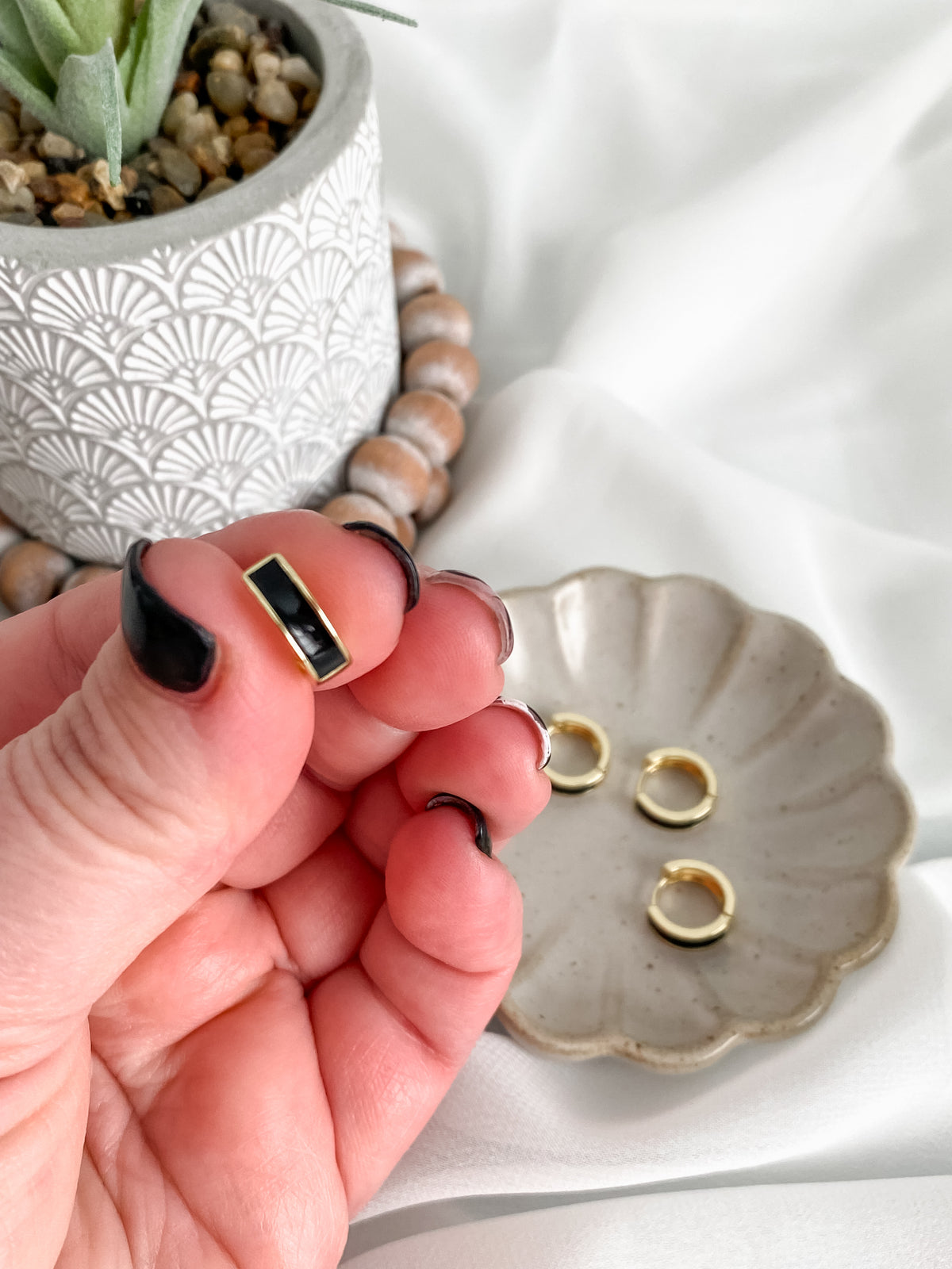 Gold & Black Huggie Hoops