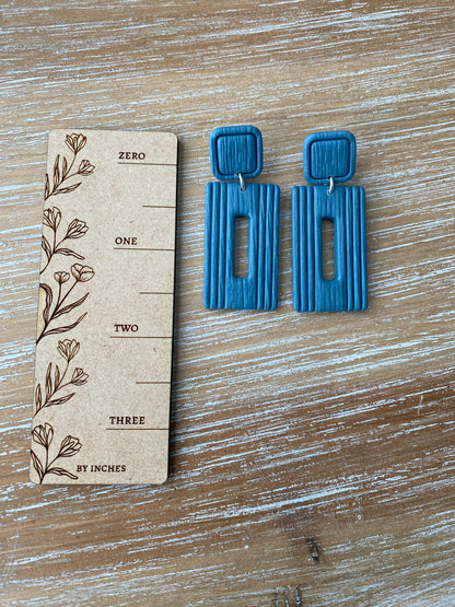 Blue rectangle striped earrings