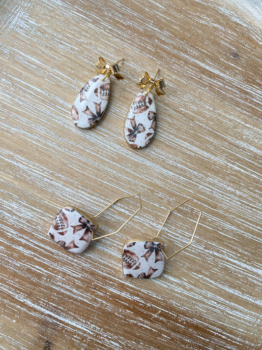 Girly football handmade polymer clay earring collection