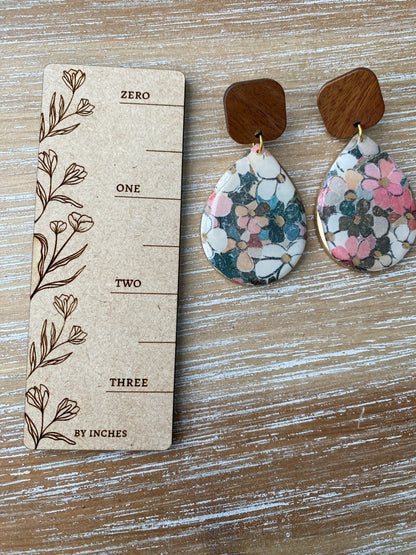 Large floral print handmade polymer clay earring collection