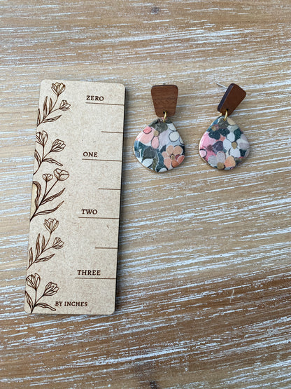 Large floral print handmade polymer clay earring collection