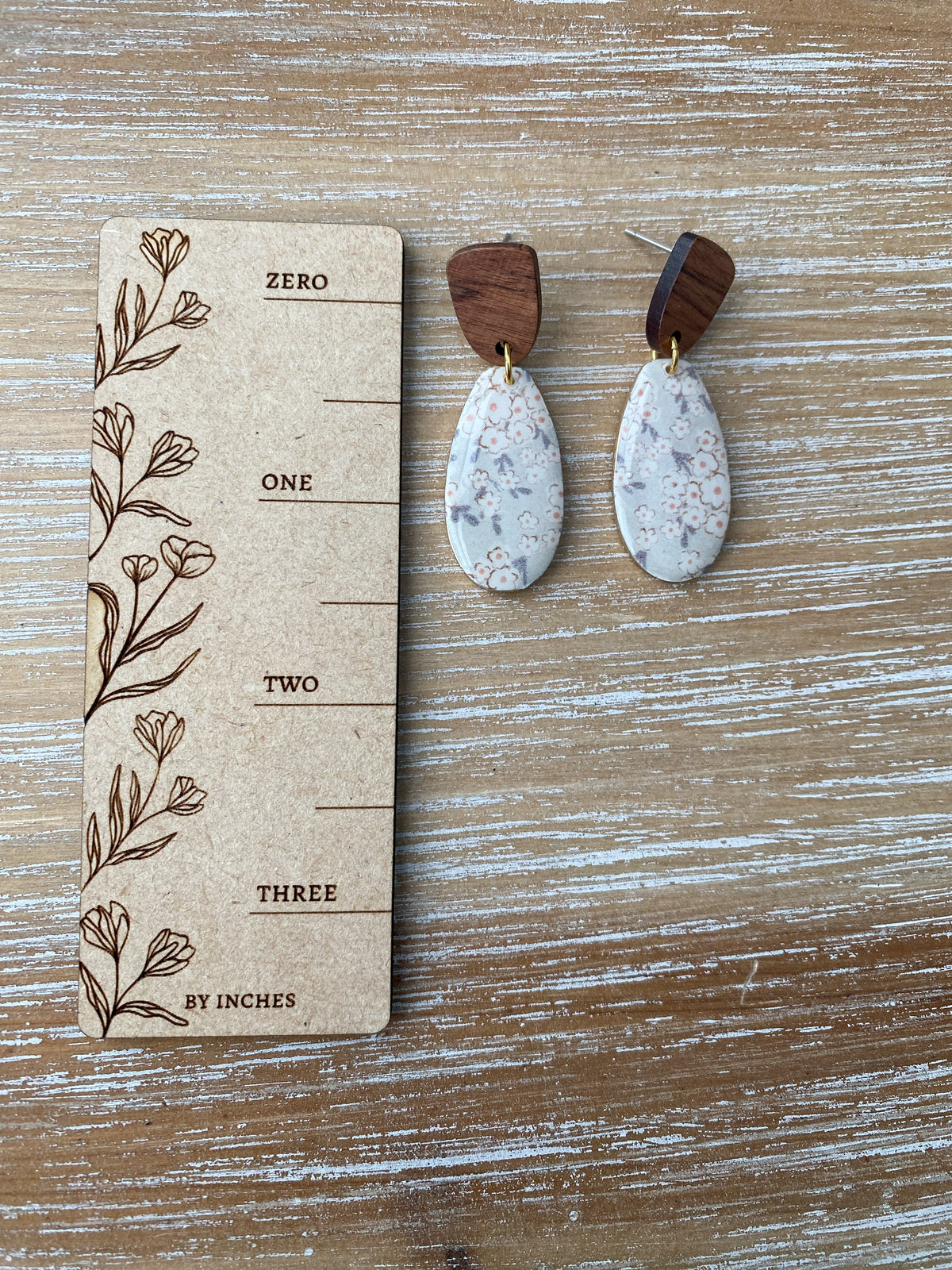 Soft green and white floral handmade polymer clay collection