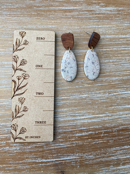 Soft green and white floral handmade polymer clay collection