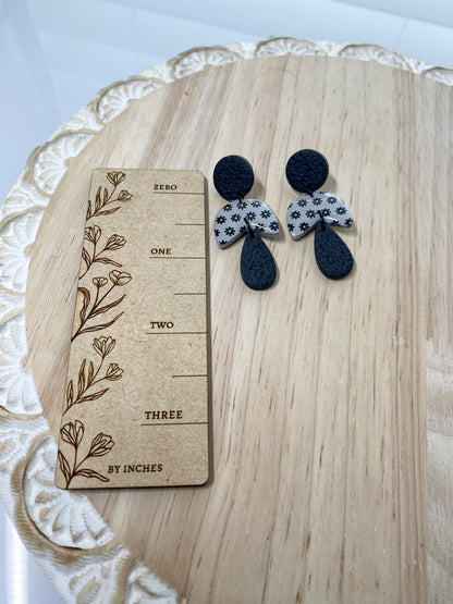 Black & Gray floral dangle earrings