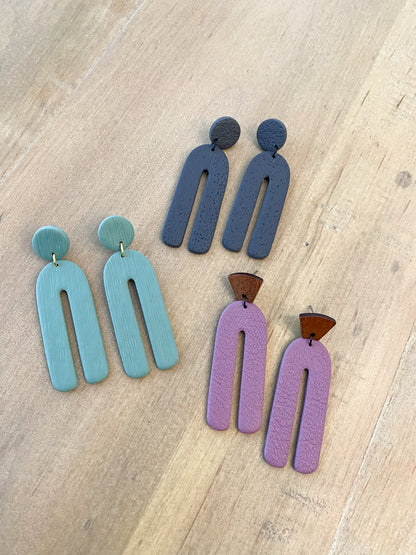 Tall arch handmade polymer clay earrings (multiple styles)