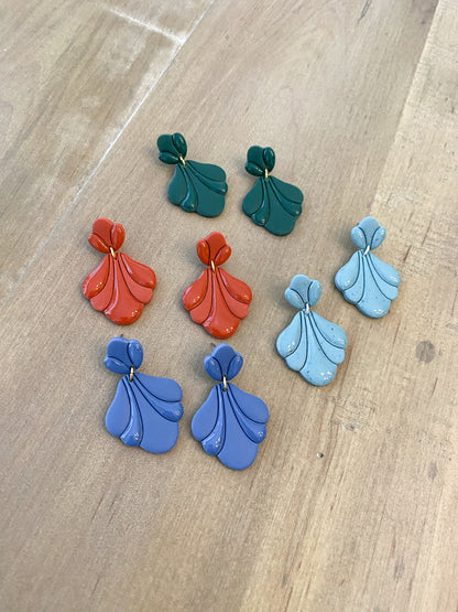 Teardrop polymer clay earrings with resin detail (multiple styles)