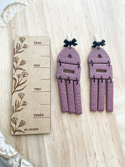 Mauve dangle handmade polymer clay earrings