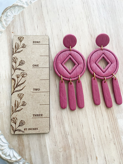 Maroon circle dangle handmade polymer clay earrings