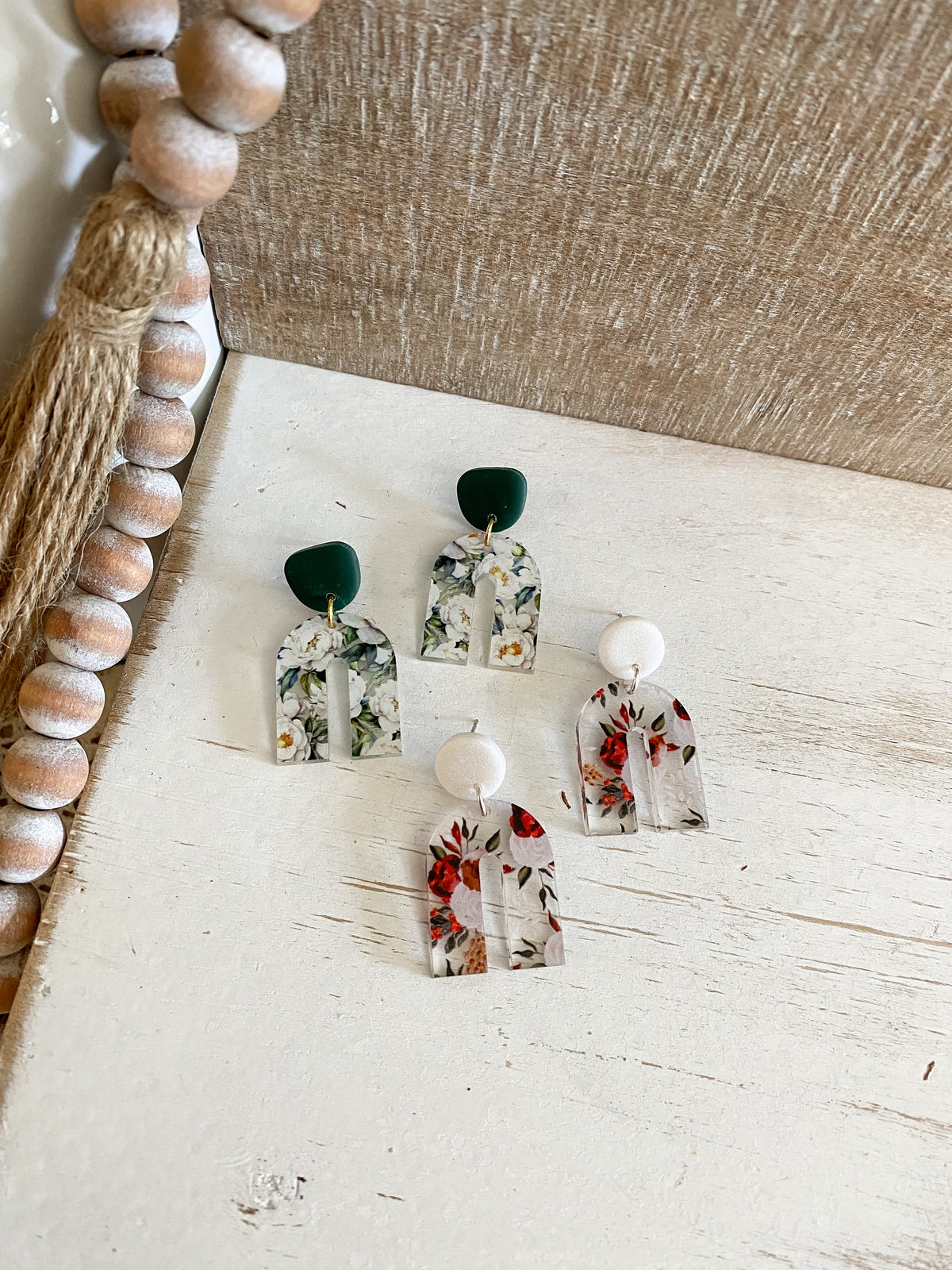 Resin floral arch earrings