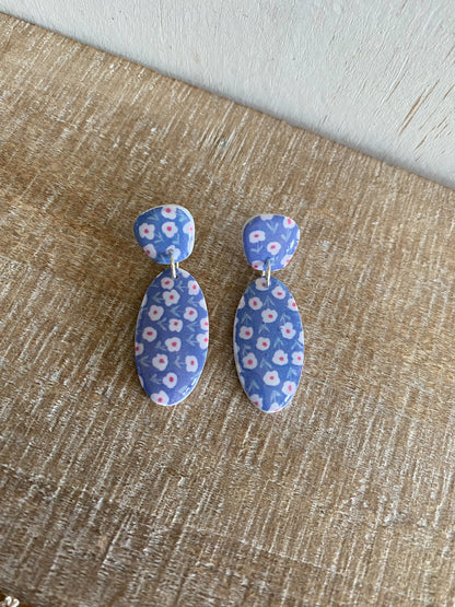 Blue floral dangles