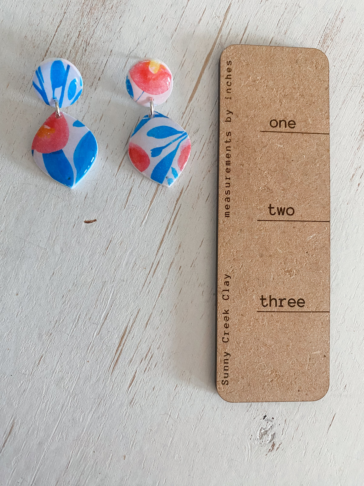 Blue and pink floral dangles