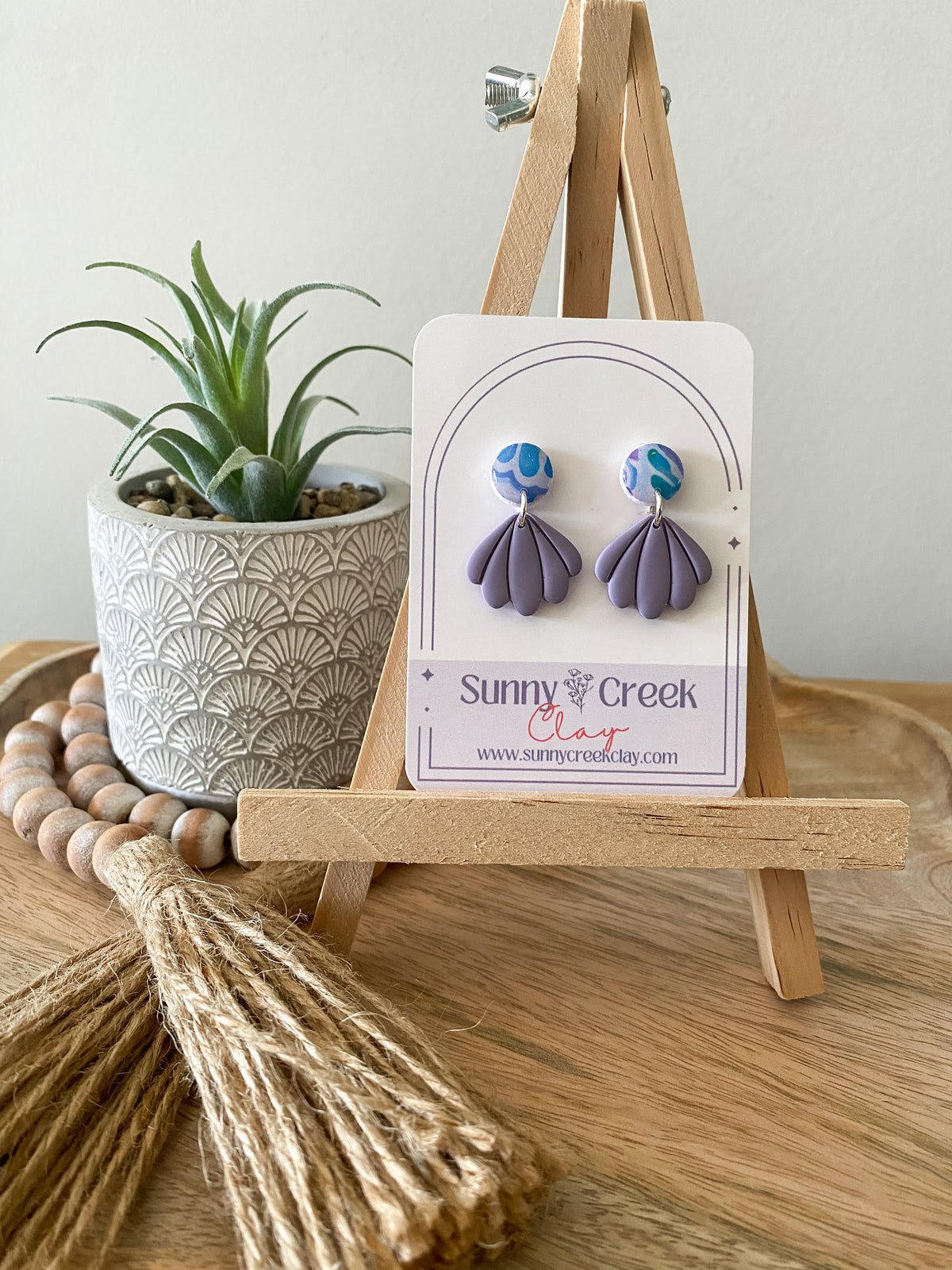 Blue & pink floral handmade polymer clay earring collection