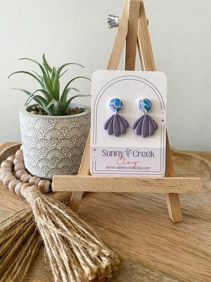 Blue & pink floral handmade polymer clay earring collection