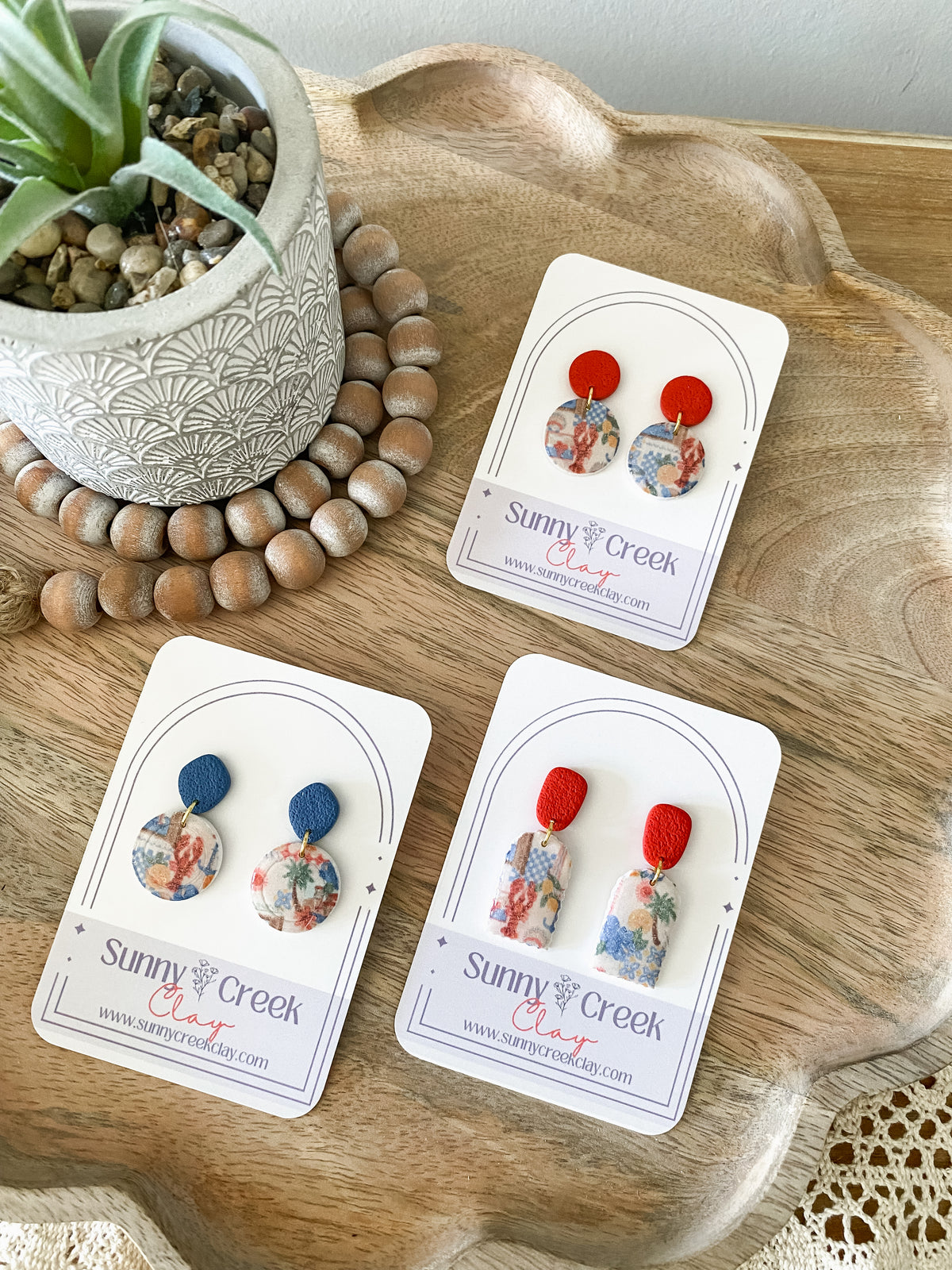 Italian romance inspired handmade polymer clay earring collection