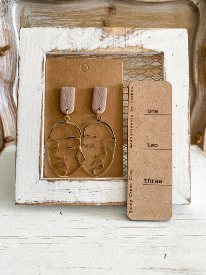Metal face dangle earrings (multiple styles)