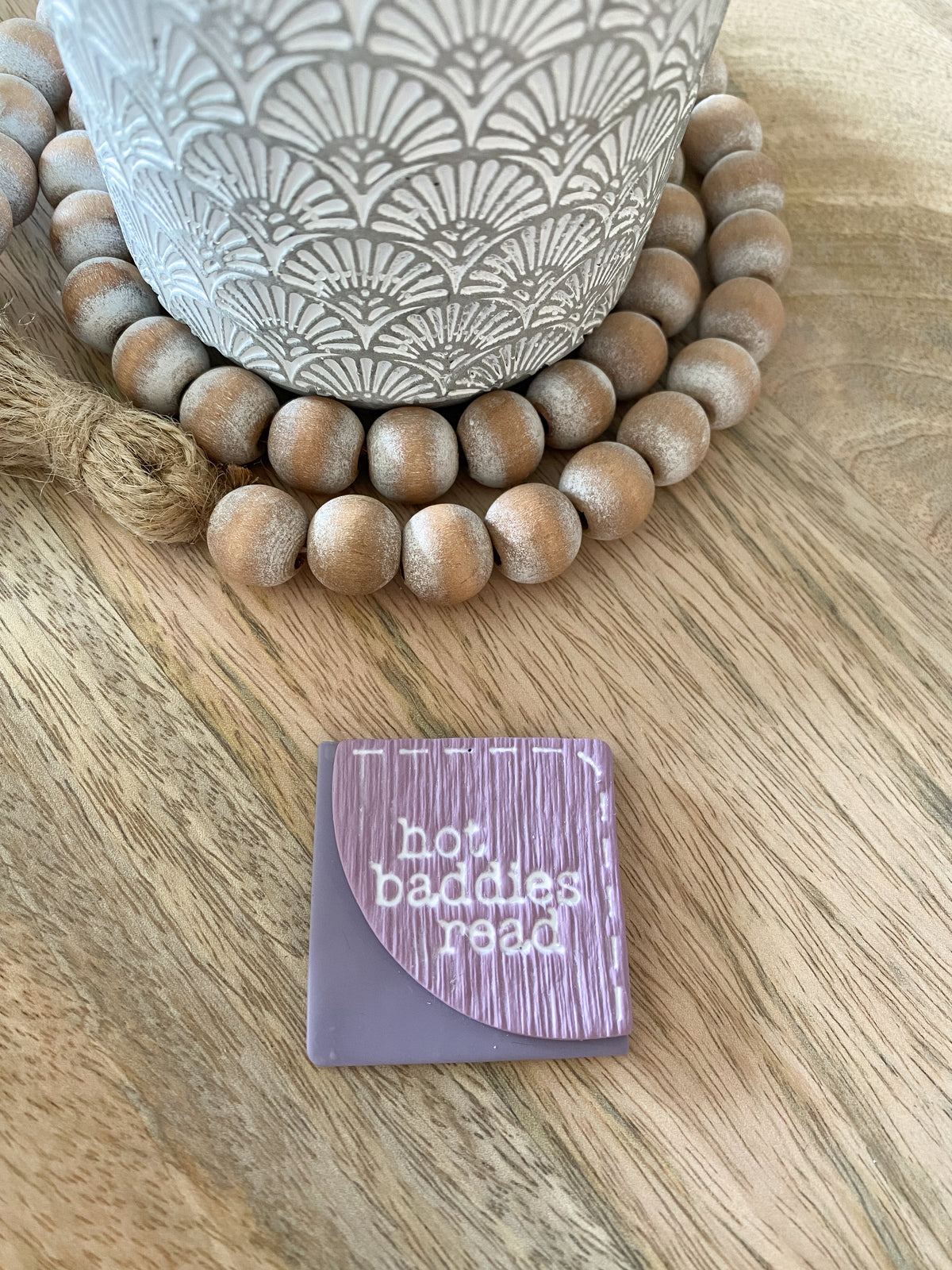 Purple Hot Baddies Read handmade polymer clay corner bookmark