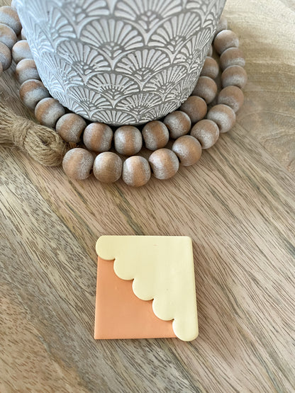 Yellow & orange scalloped handmade polymer clay corner bookmark (Copy)