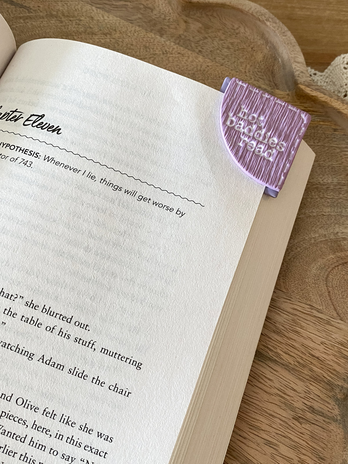 Purple Hot Baddies Read handmade polymer clay corner bookmark
