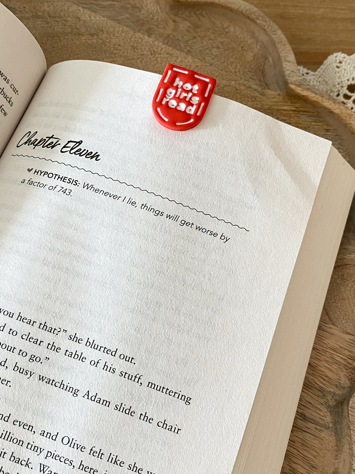 Small red Hot Girls Read handmade polymer clay bookmark