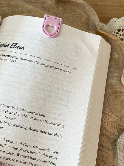 Small purple heart handmade polymer clay bookmark
