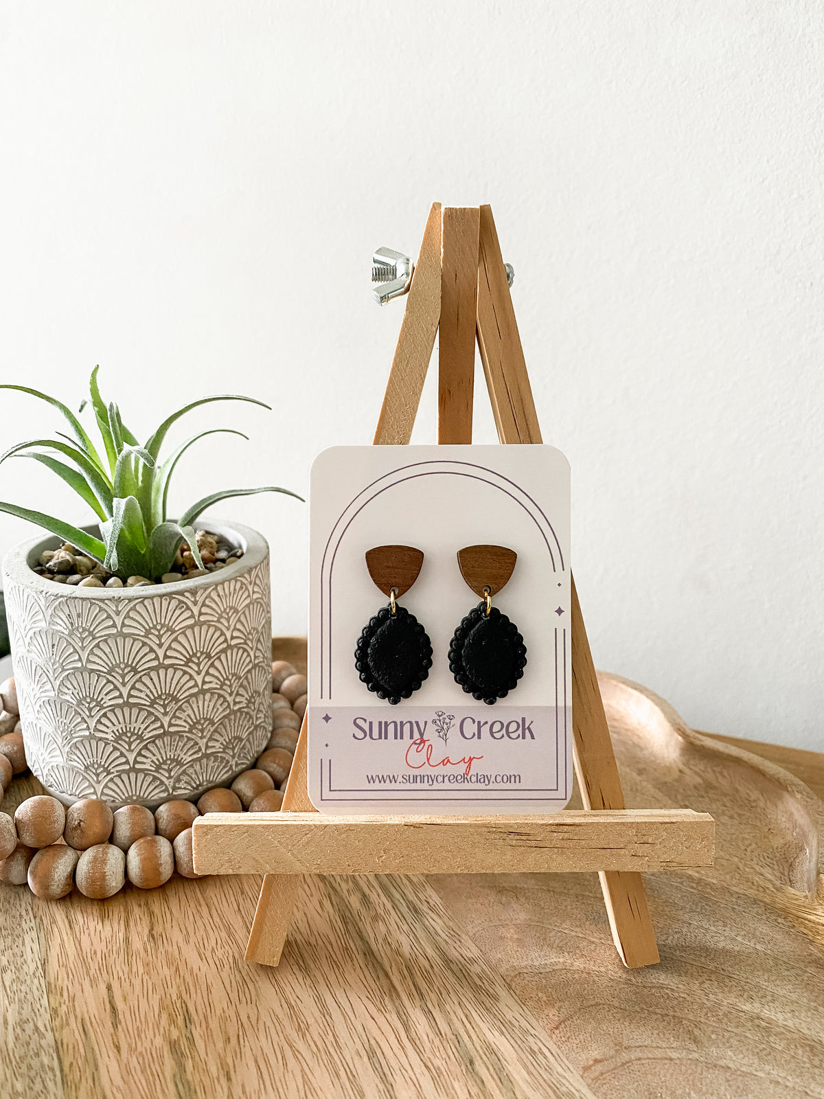 Teardrop handmade polymer clay earrings (two colors available)