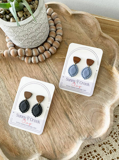 Teardrop handmade polymer clay earrings (two colors available)
