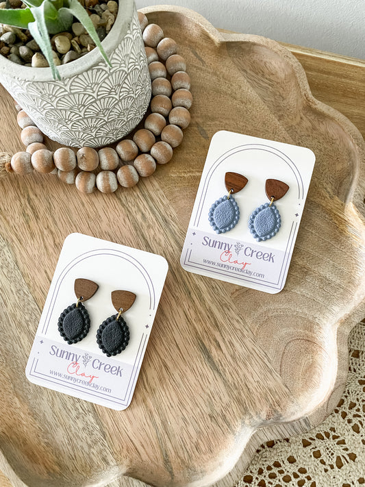Teardrop handmade polymer clay earrings (two colors available)