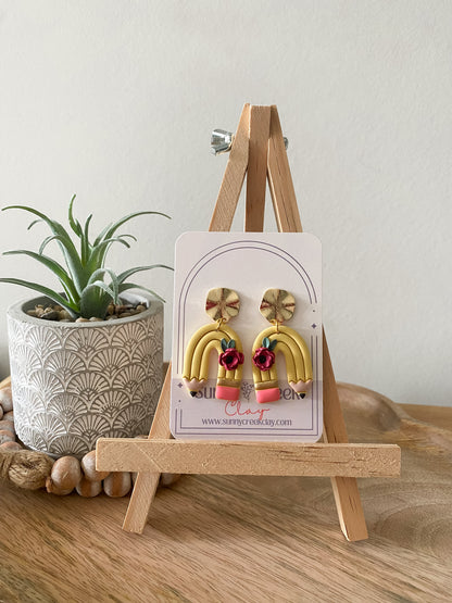 Arch pencil handmade floral polymer clay earring collection